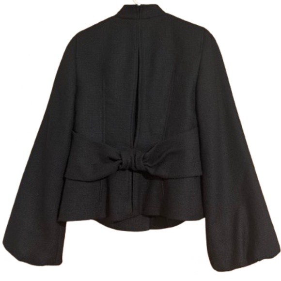 Magaschoni Black Peplum Wide Sleeve Blazer Jacket w/ a Bow in the Back Sz-XS-S - Picture 7 of 7